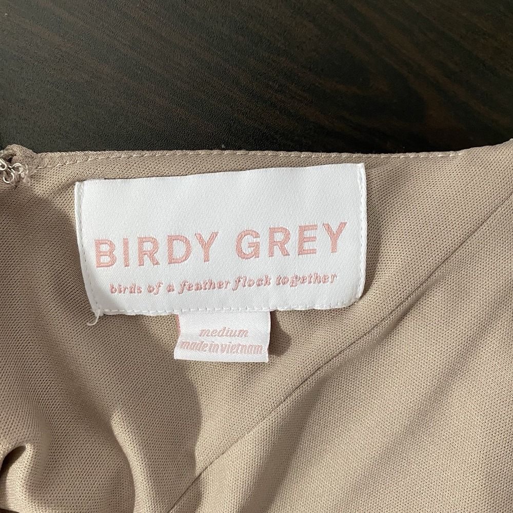 Birdy Grey Bridesmaid Dress Size Medium Taupe‎ Drape Sleeves - Picture 4 of 5
